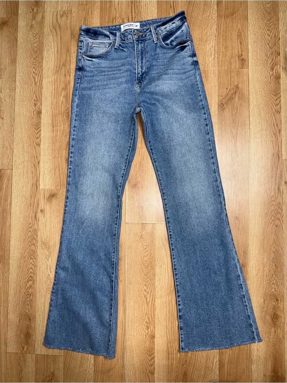 Just Black Denim High Rise Raw Hem Flare Jeans Size 29 - 32.5” inseam